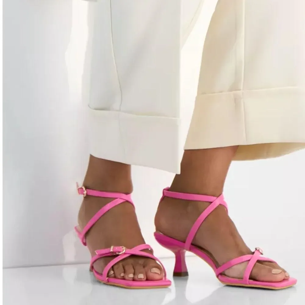 VAILA Women's Isabella Strappy Kitten-Heel Dress Sandals Brown 11US  PINK 10,13